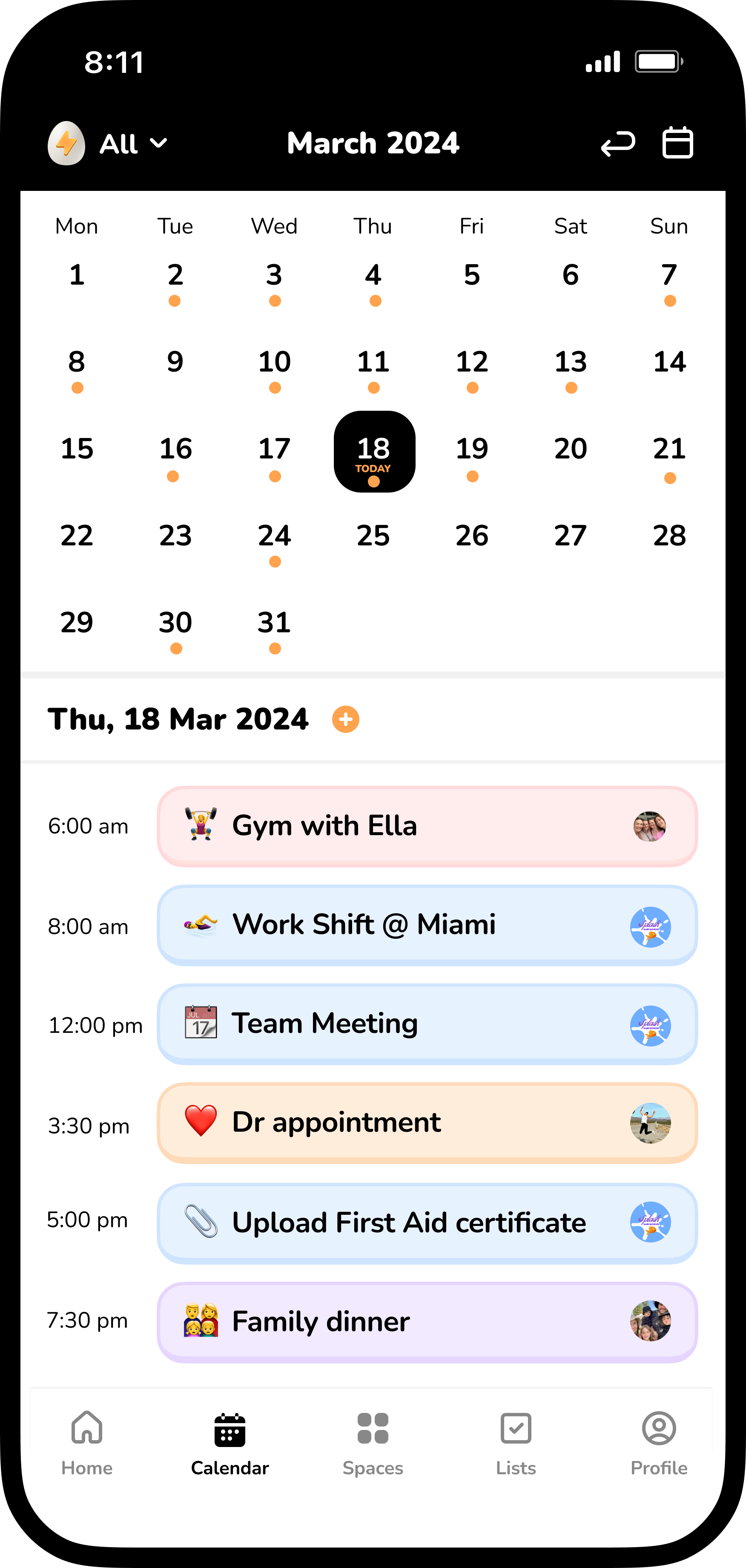 Eggy iOS App Calendar